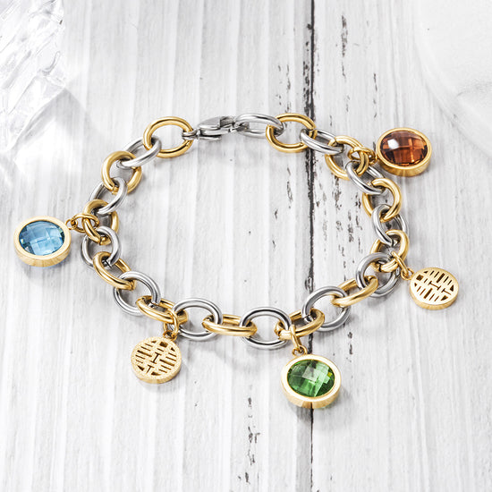 Interlocking multicolored gemstone bracelet-NSB1655ST