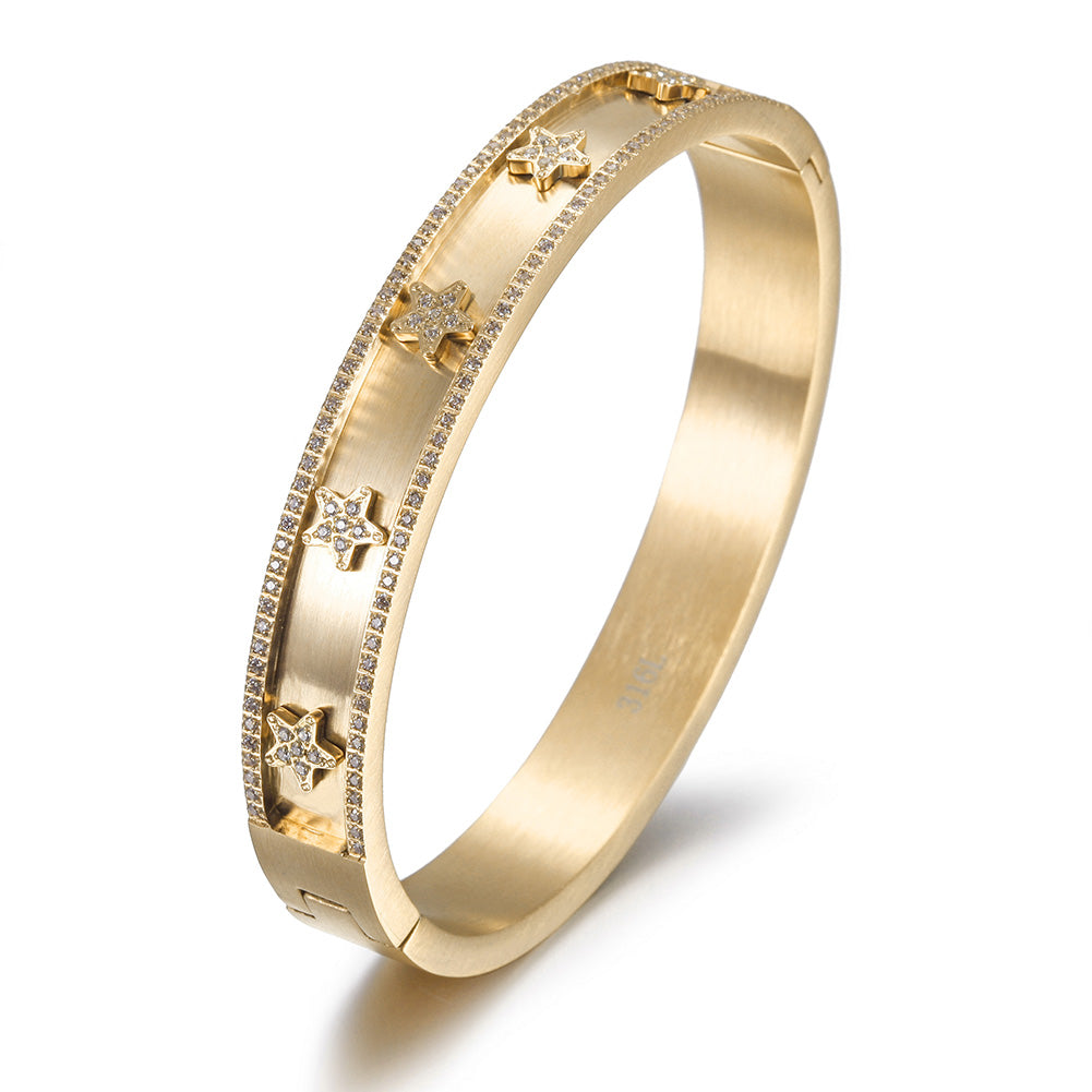 Golden pentagram zircon bracelet-NSB1659ST