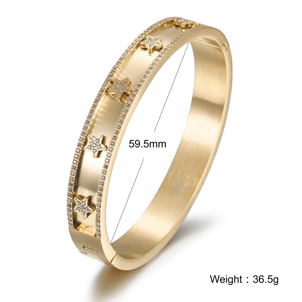 Golden pentagram zircon bracelet-NSB1659ST