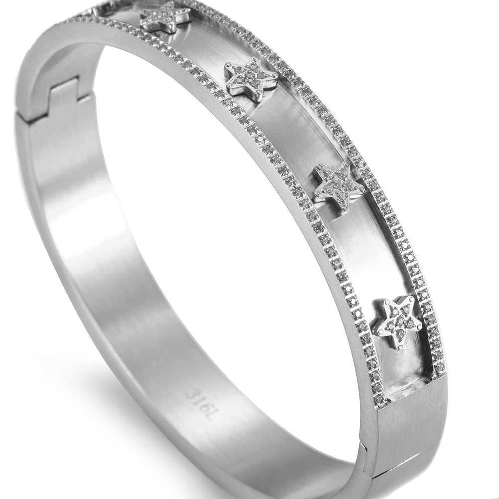 Golden pentagram zircon bracelet-NSB1659ST