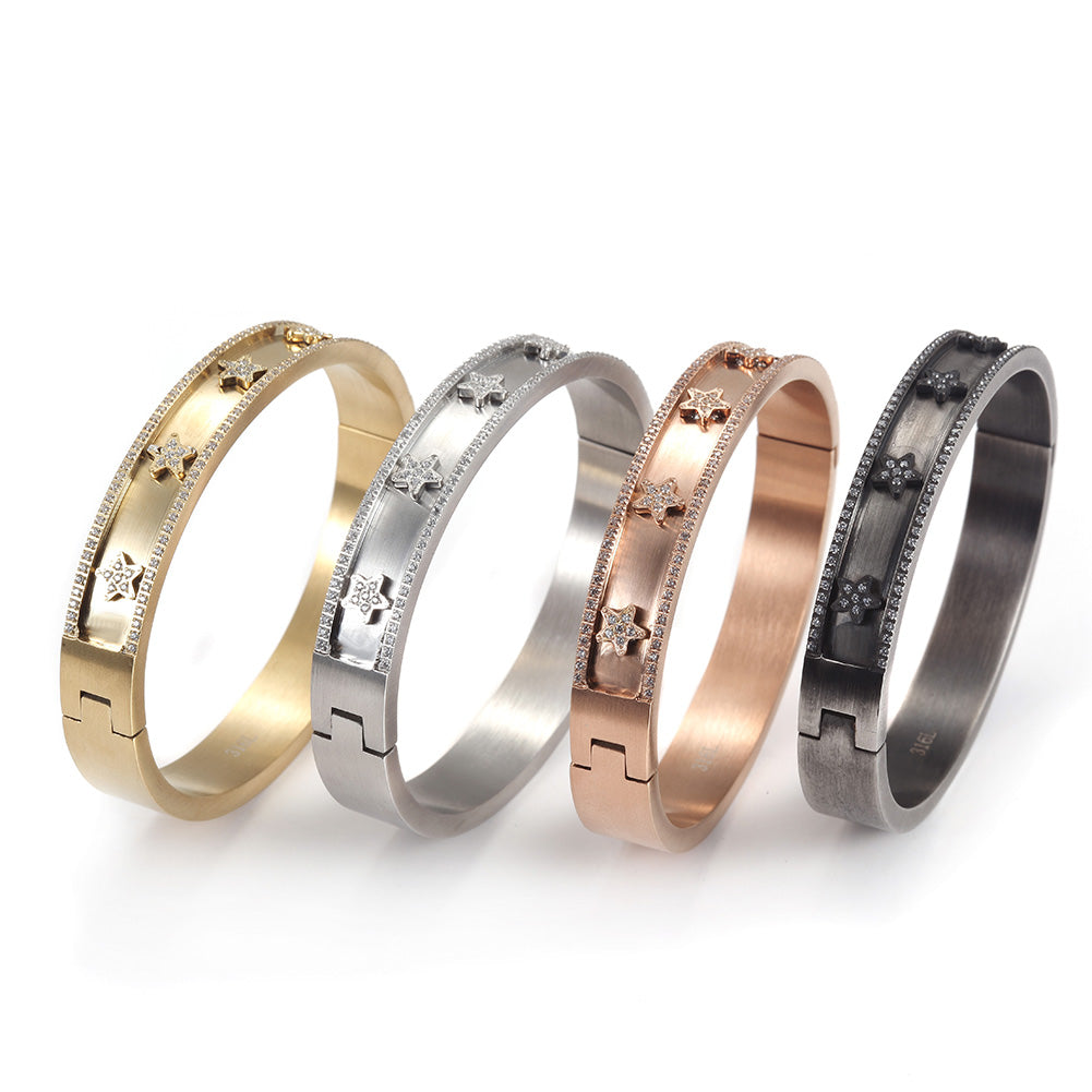 Golden pentagram zircon bracelet-NSB1659ST