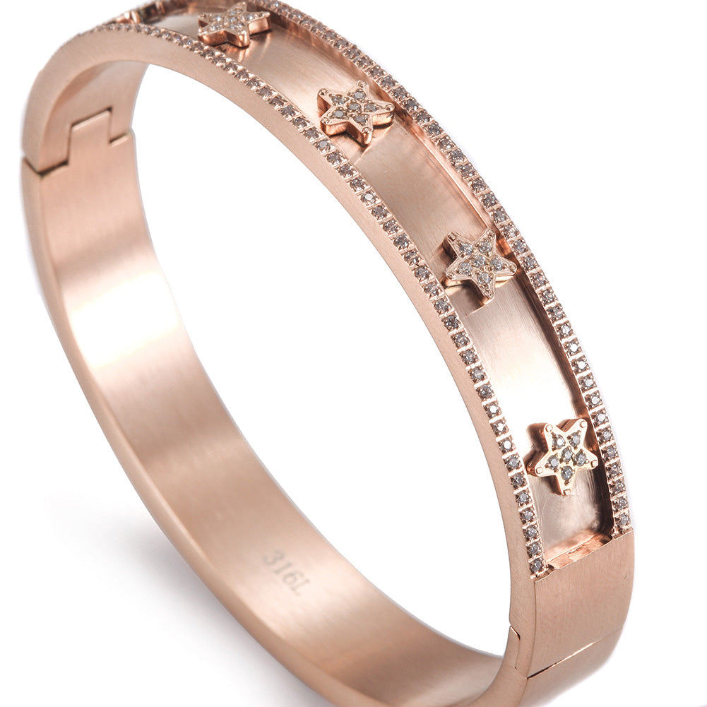 Golden pentagram zircon bracelet-NSB1659ST