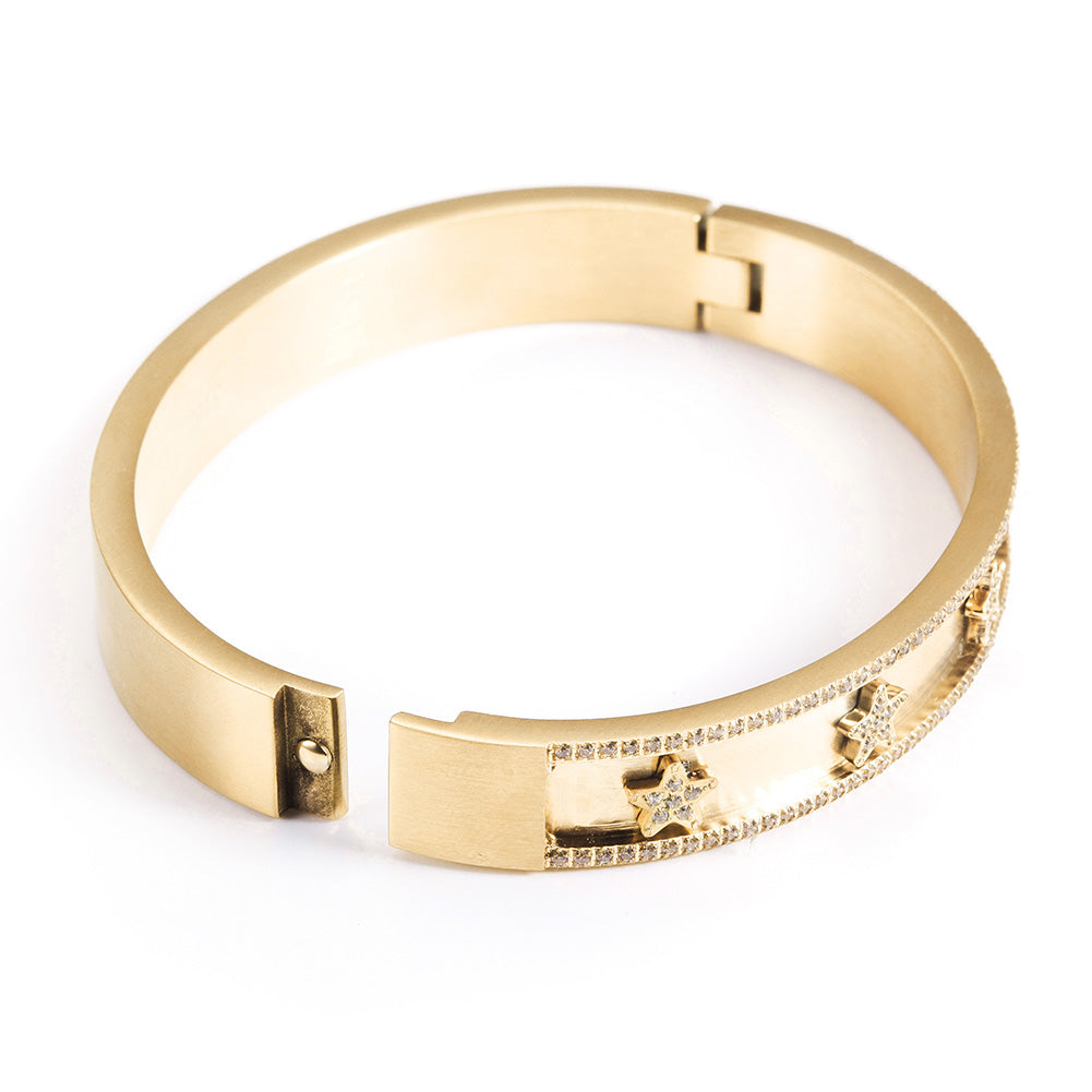 Golden pentagram zircon bracelet-NSB1659ST