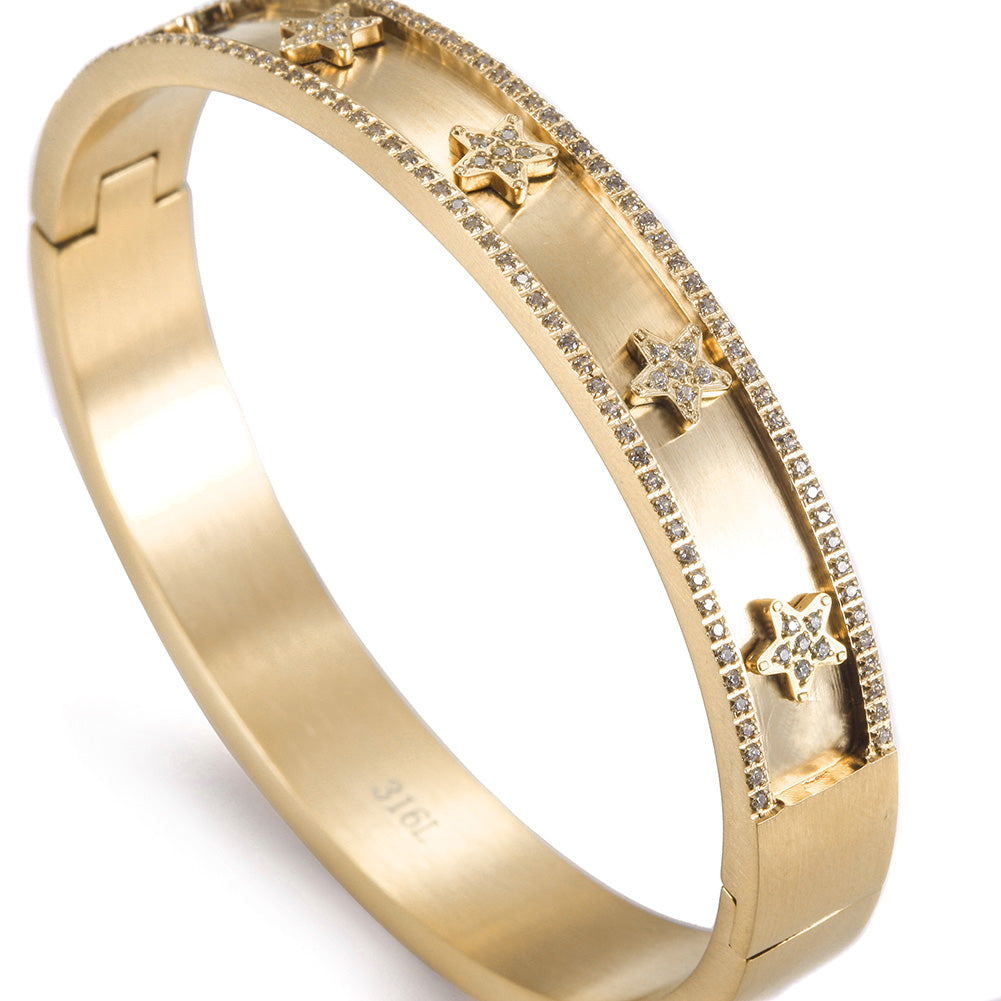 Golden pentagram zircon bracelet-NSB1659ST