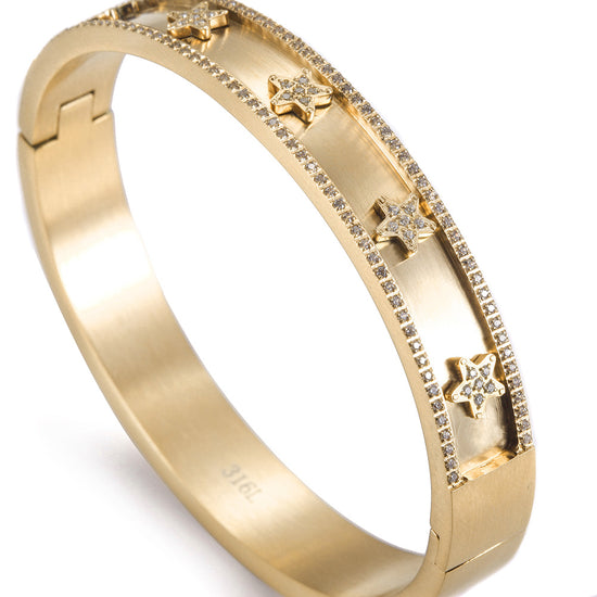 Golden pentagram zircon bracelet-NSB1659ST