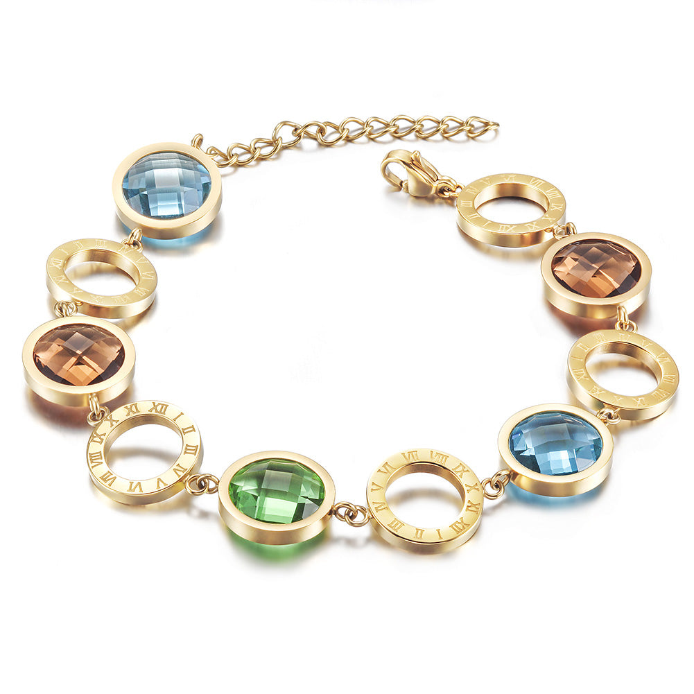 Multi colored circular gemstone bracelet-NSB1665ST