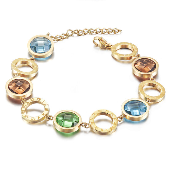 Multi colored circular gemstone bracelet-NSB1665ST