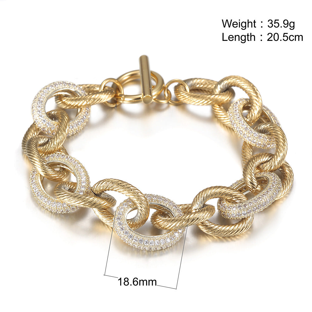 Round Zircon Intercolor Bracelet-NSB1672ST