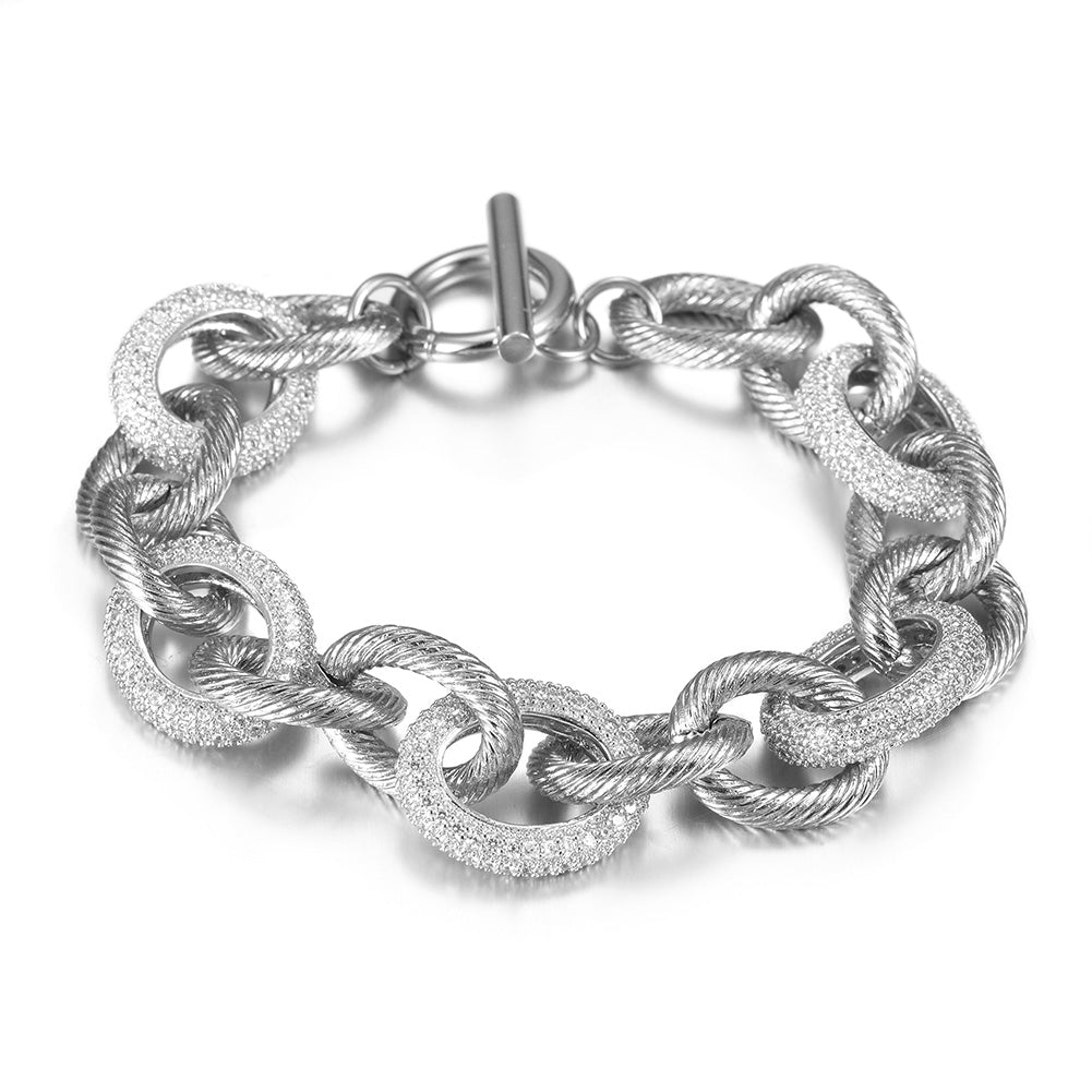 Round Zircon Intercolor Bracelet-NSB1672ST