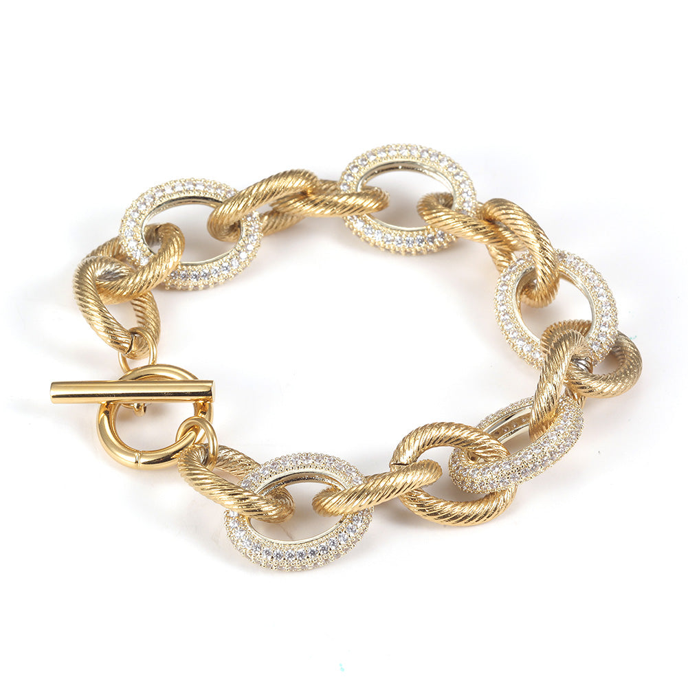 Round Zircon Intercolor Bracelet-NSB1672ST