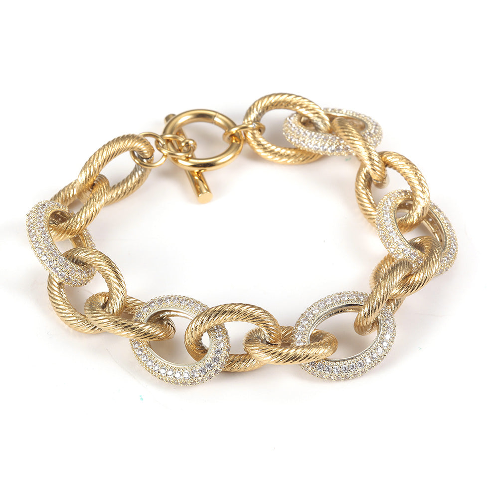 Round Zircon Intercolor Bracelet-NSB1672ST
