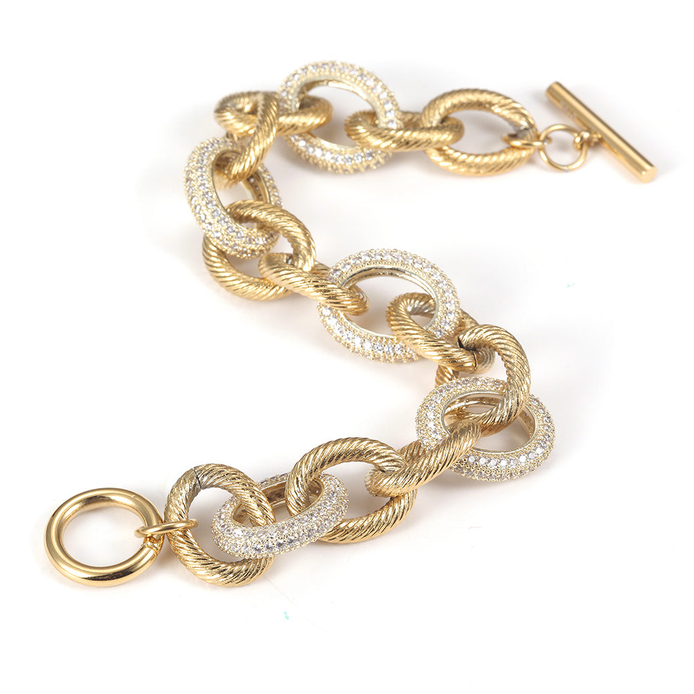 Round Zircon Intercolor Bracelet-NSB1672ST