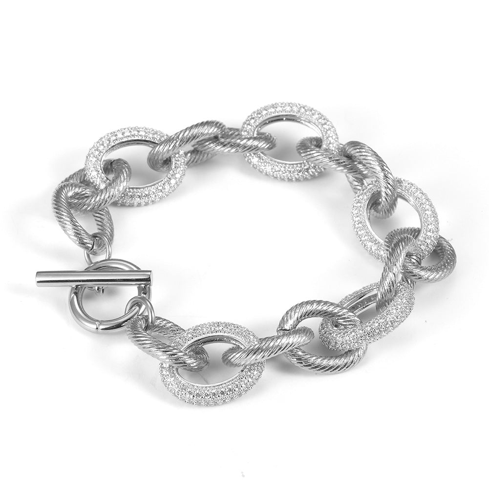 Round Zircon Intercolor Bracelet-NSB1672ST