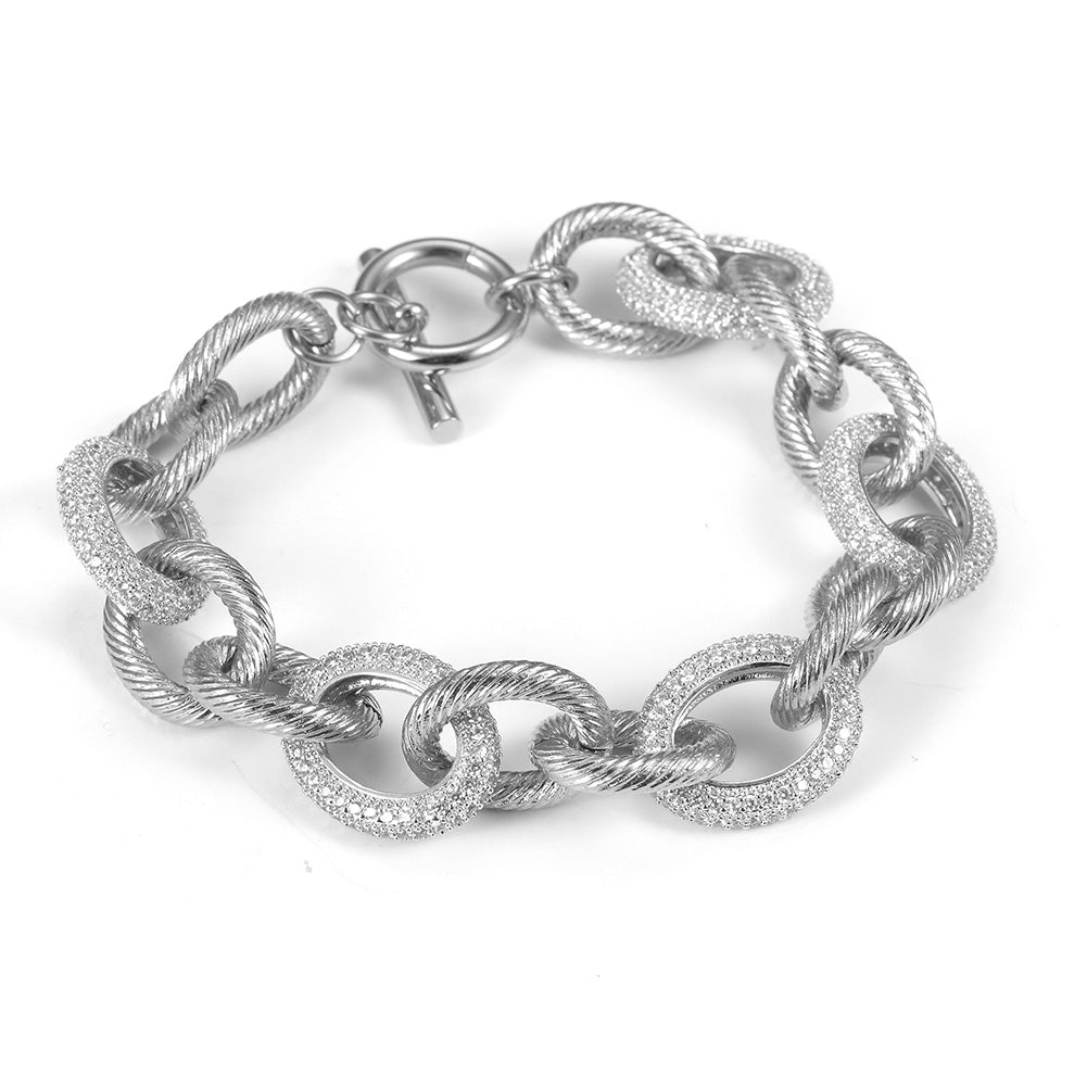 Round Zircon Intercolor Bracelet-NSB1672ST
