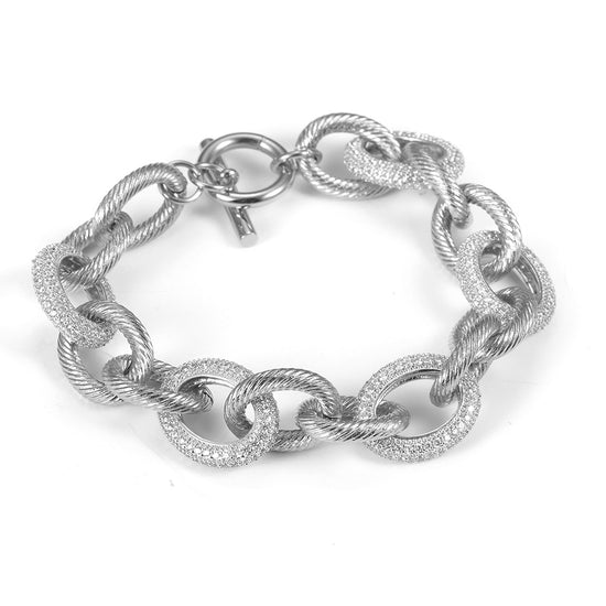 Round Zircon Intercolor Bracelet-NSB1672ST