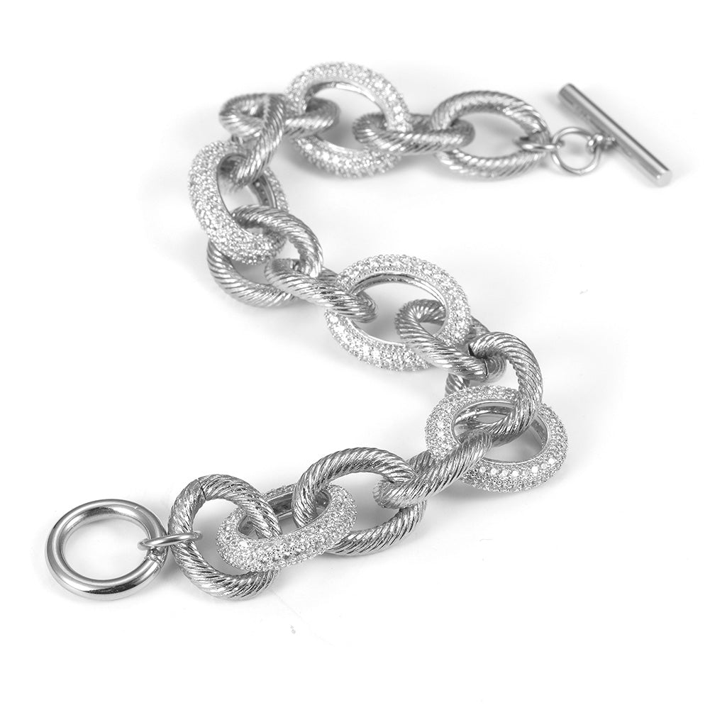 Round Zircon Intercolor Bracelet-NSB1672ST