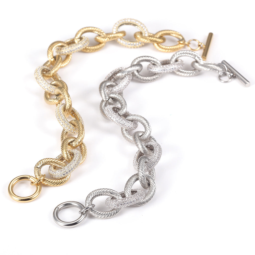 Round Zircon Intercolor Bracelet-NSB1672ST