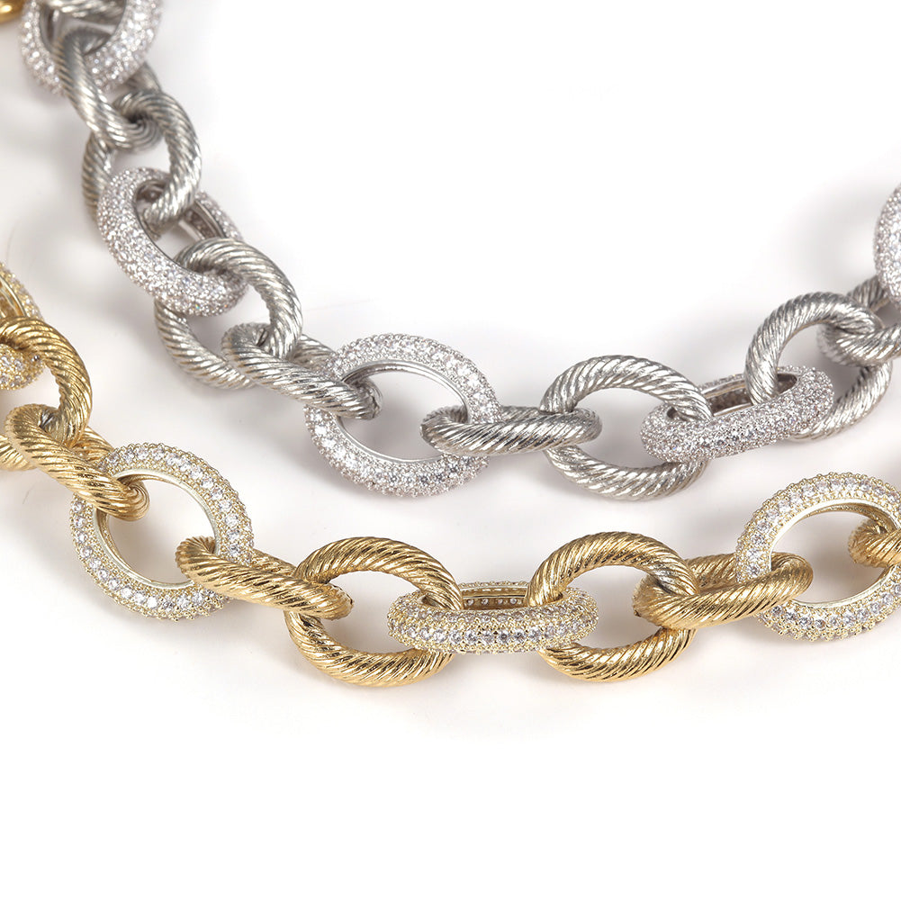 Round Zircon Intercolor Bracelet-NSB1672ST