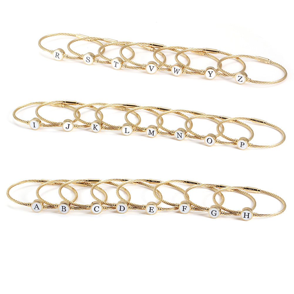 Cable Creative Letter Bracelet-NSB1690STGC-A