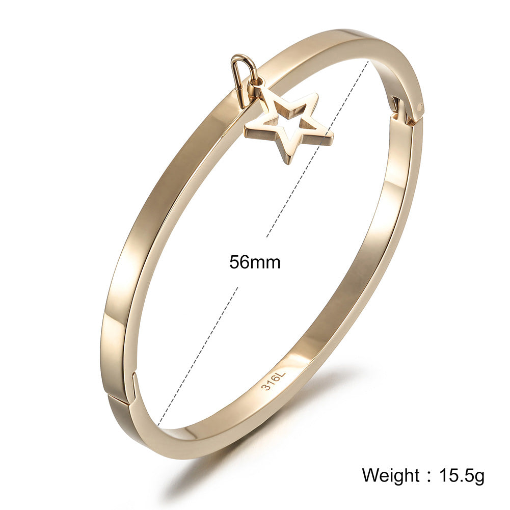 Five pointed star smooth bracelet-NSB1694ST