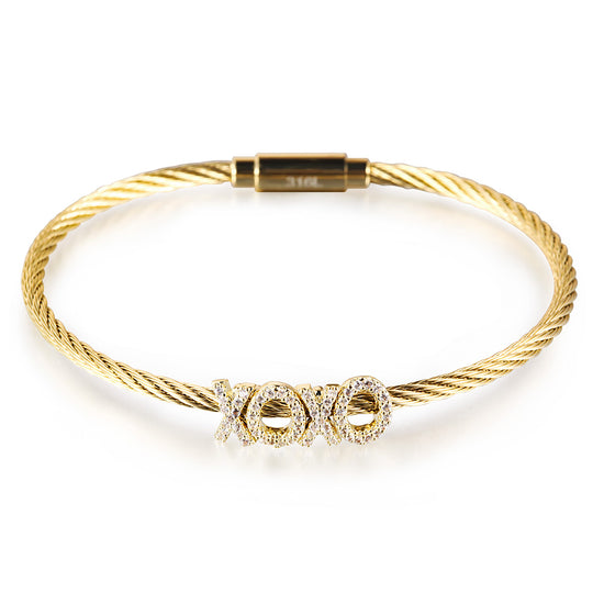 Cable zircon letter bracelet-NSB1704ST