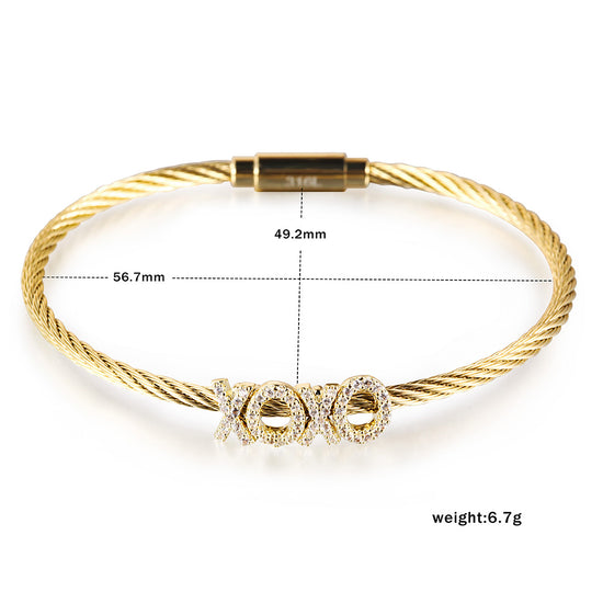 Cable zircon letter bracelet-NSB1704ST