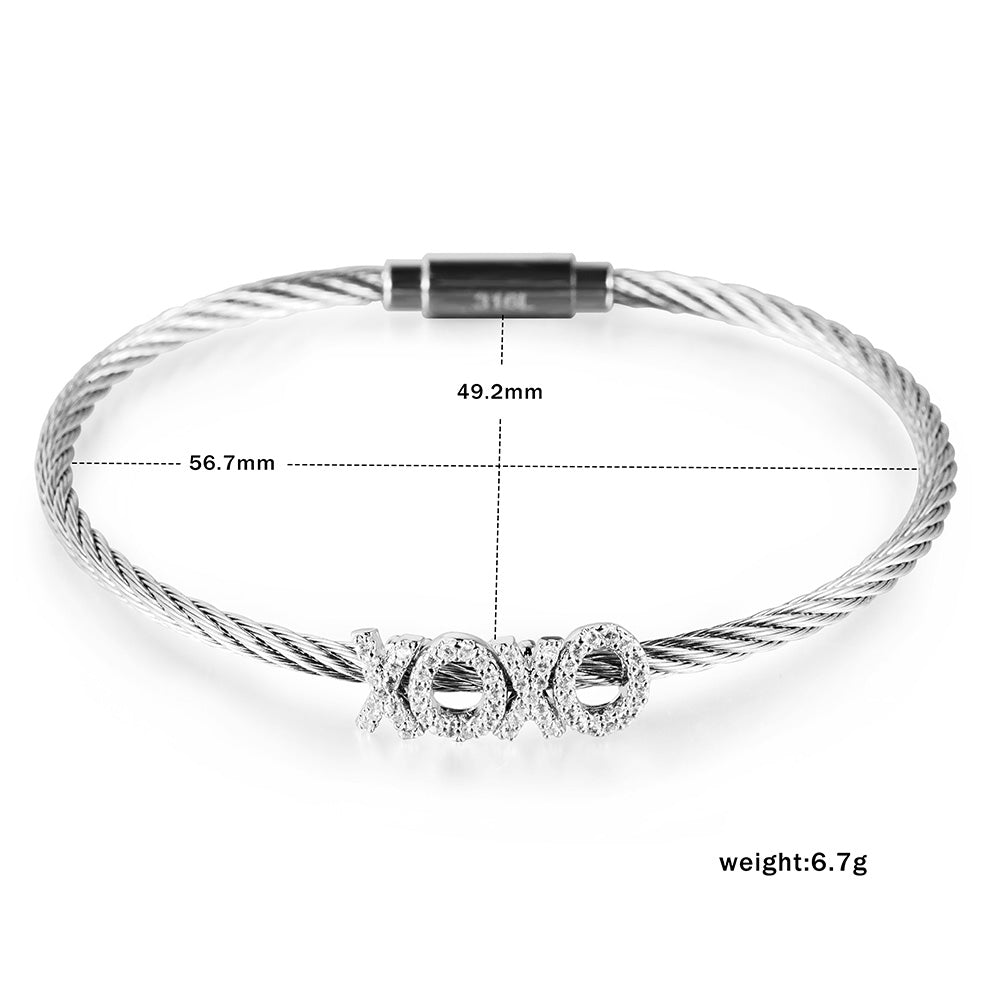 Cable zircon letter bracelet-NSB1704ST