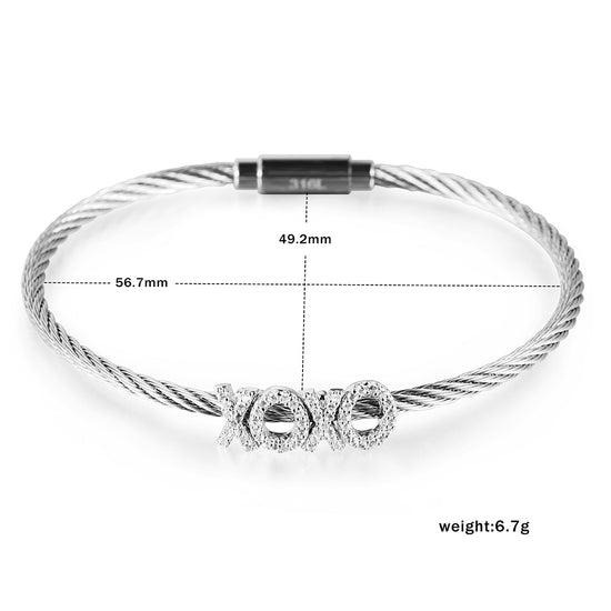 Cable zircon letter bracelet-NSB1704ST