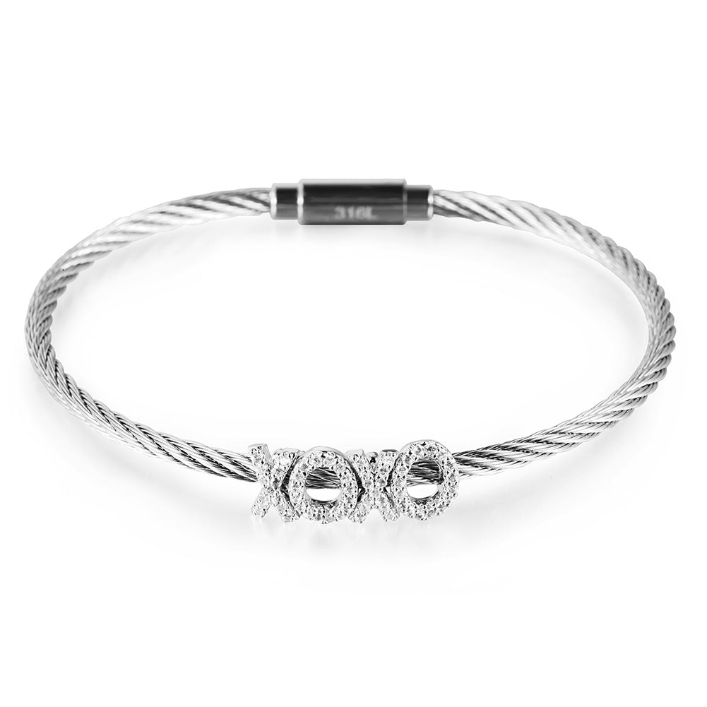 Cable zircon letter bracelet-NSB1704ST