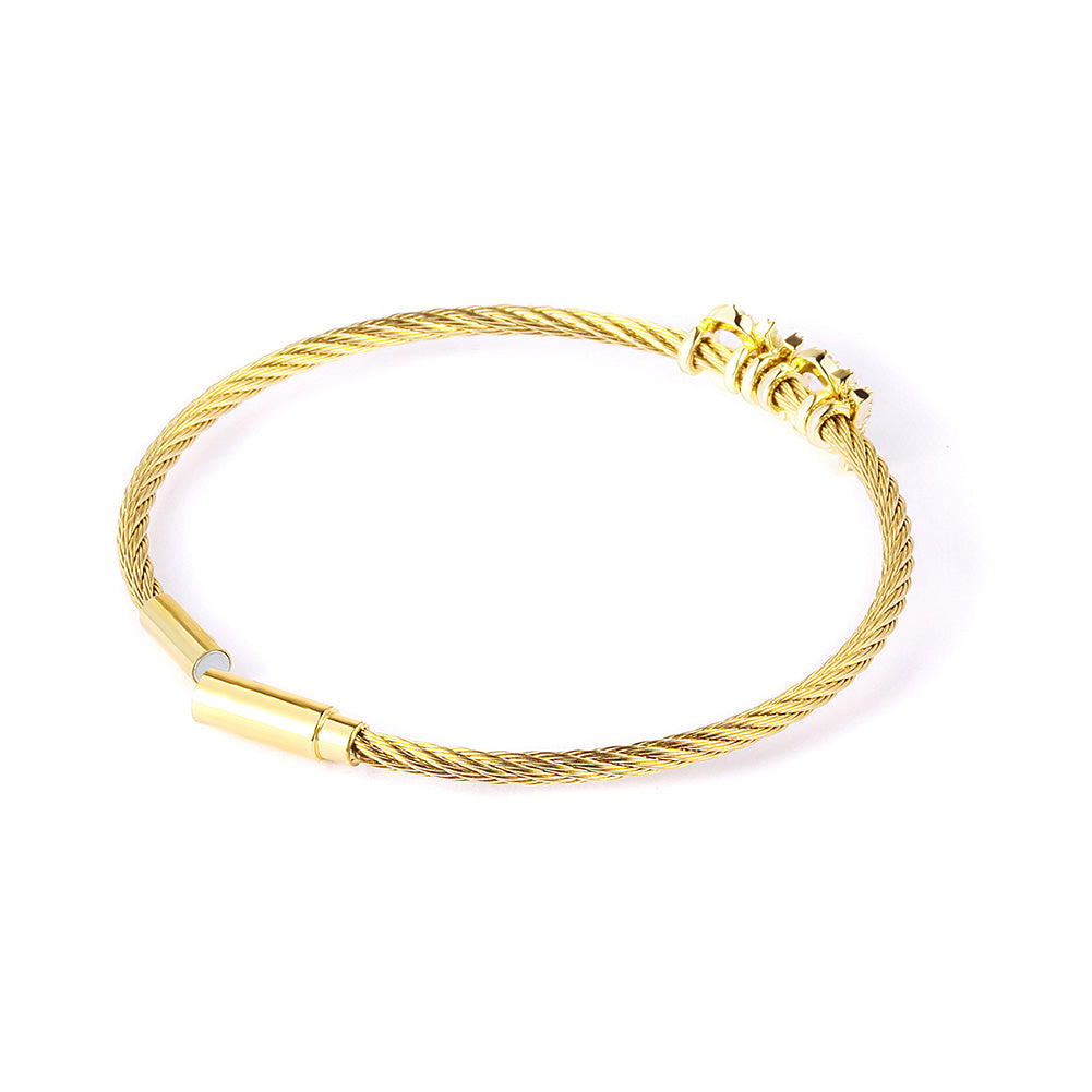 Cable zircon letter bracelet-NSB1704ST