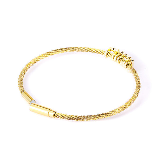 Cable zircon letter bracelet-NSB1704ST