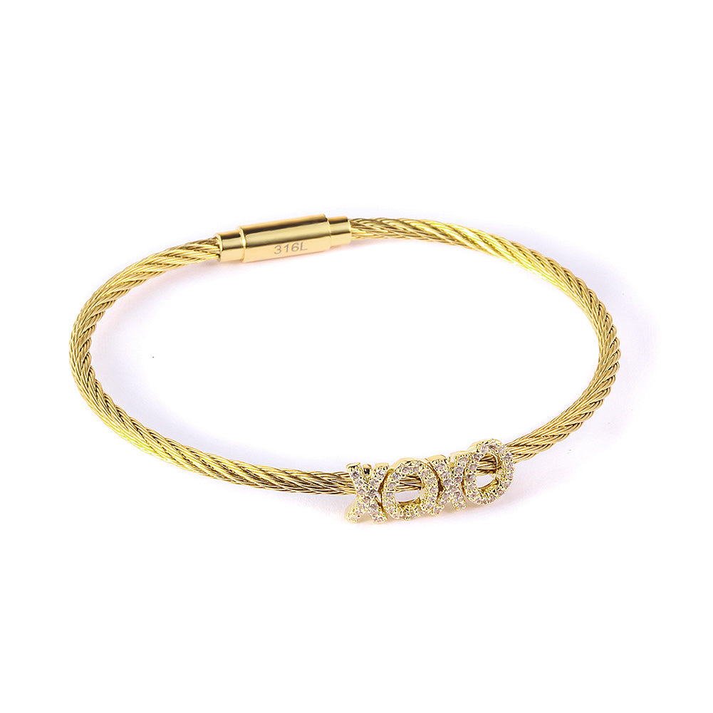 Cable zircon letter bracelet-NSB1704ST