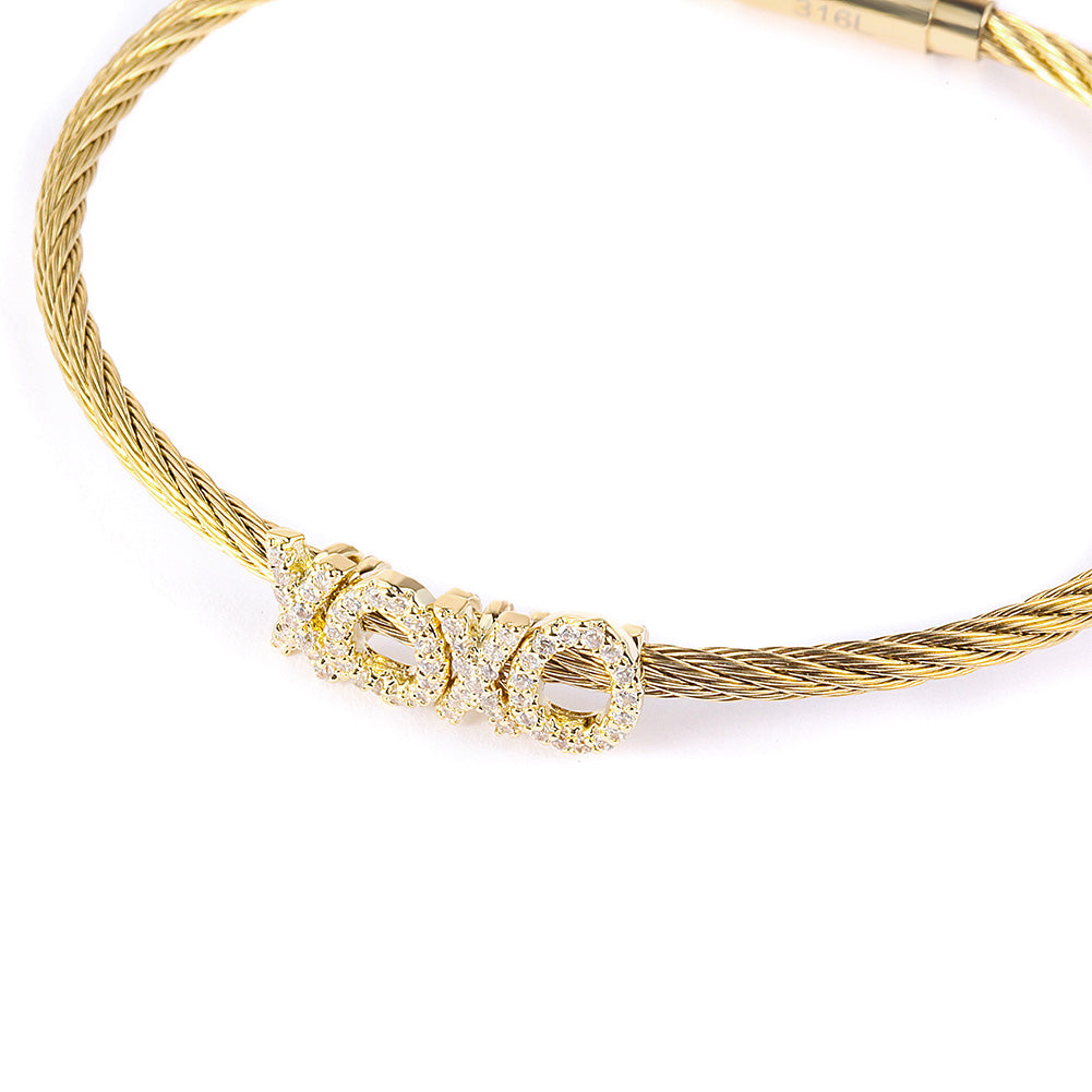 Cable zircon letter bracelet-NSB1704ST