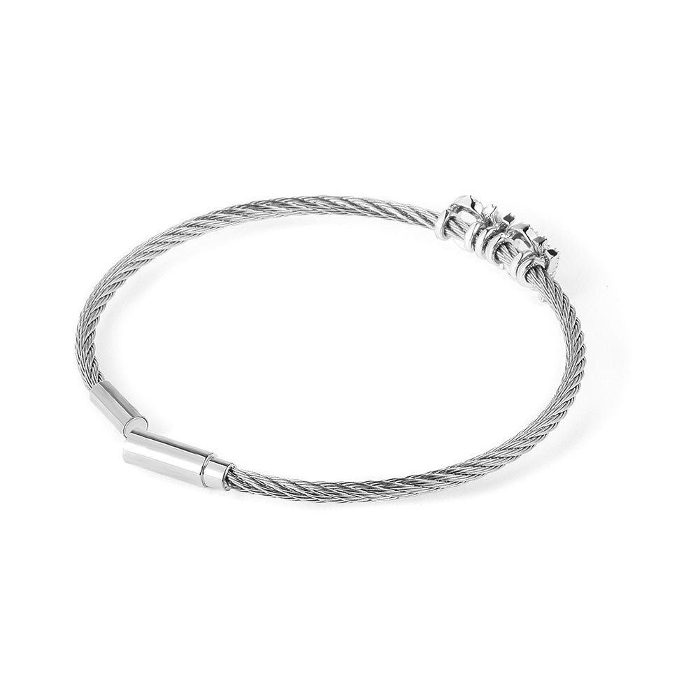 Cable zircon letter bracelet-NSB1704ST