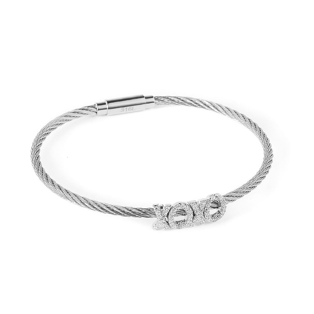 Cable zircon letter bracelet-NSB1704ST