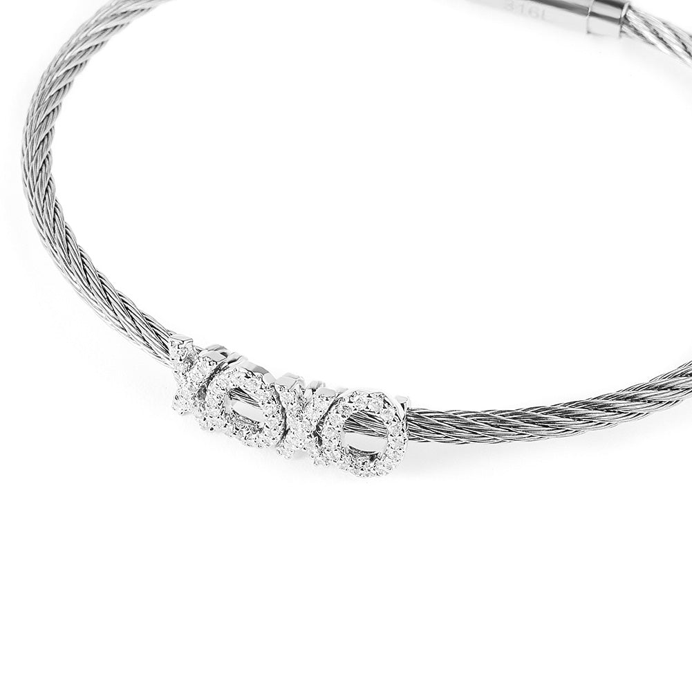 Cable zircon letter bracelet-NSB1704ST