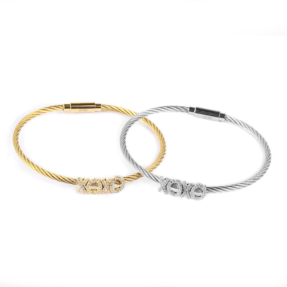 Cable zircon letter bracelet-NSB1704ST