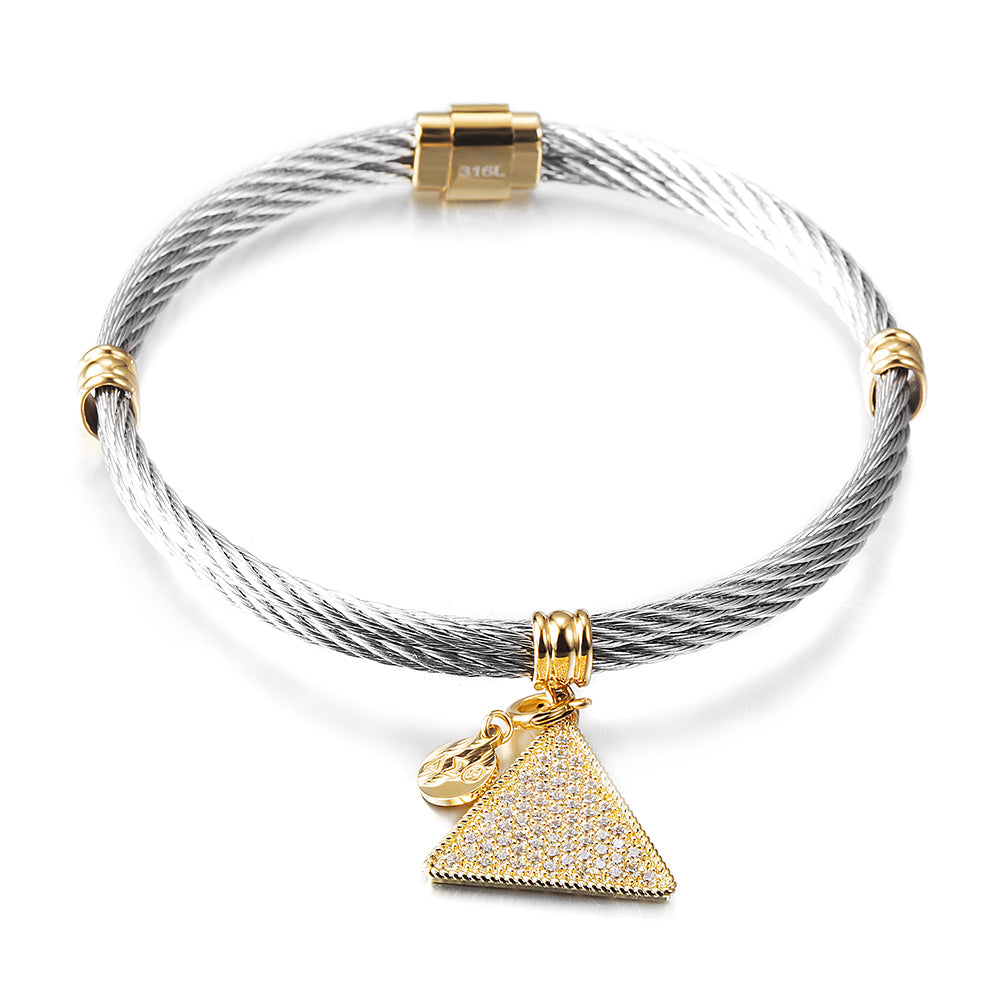 Cable triangle pendant bracelet-NSB1708STS