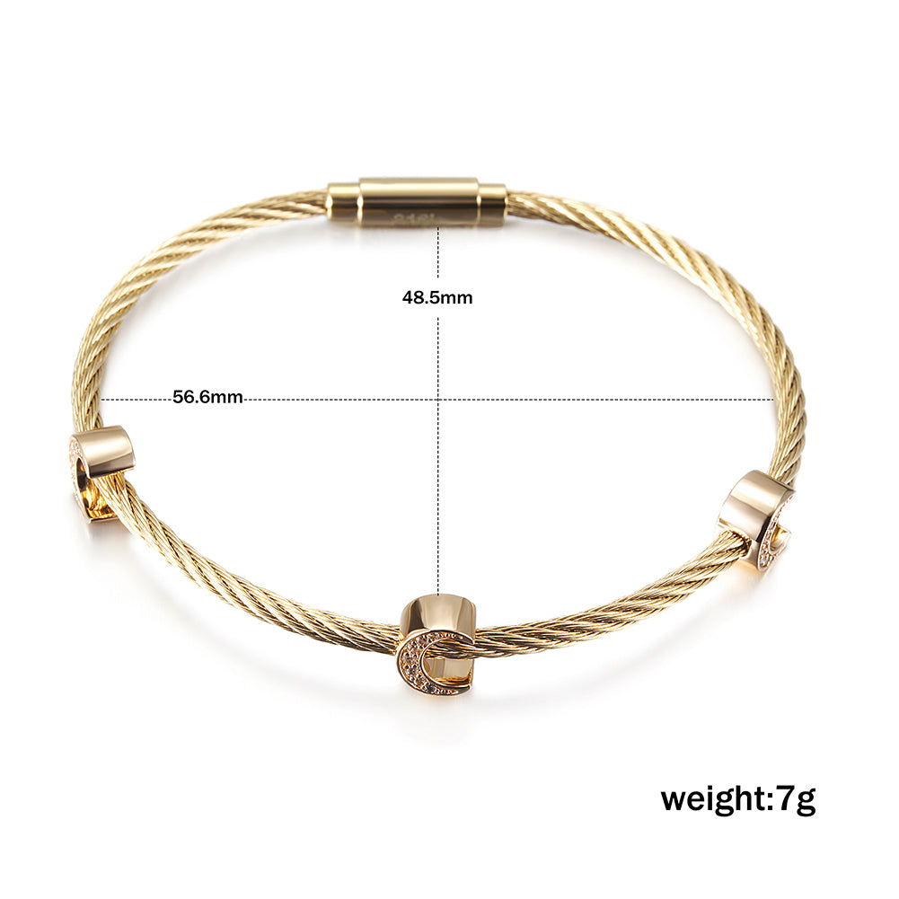 Cable C-shaped pendant bracelet-NSB1711ST