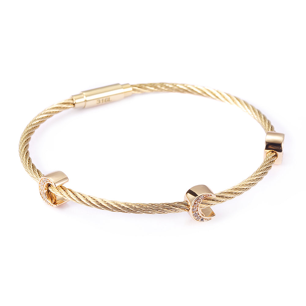 Cable C-shaped pendant bracelet-NSB1711ST