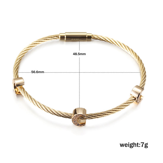 Cable C-shaped pendant bracelet-NSB1711ST