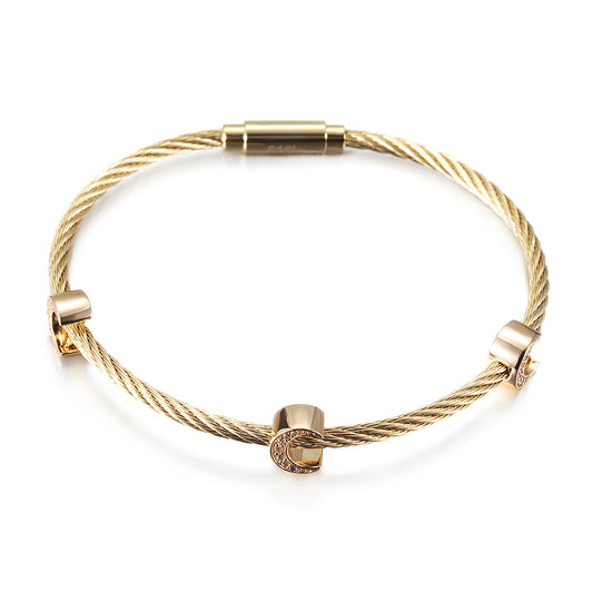 Cable C-shaped pendant bracelet-NSB1711ST