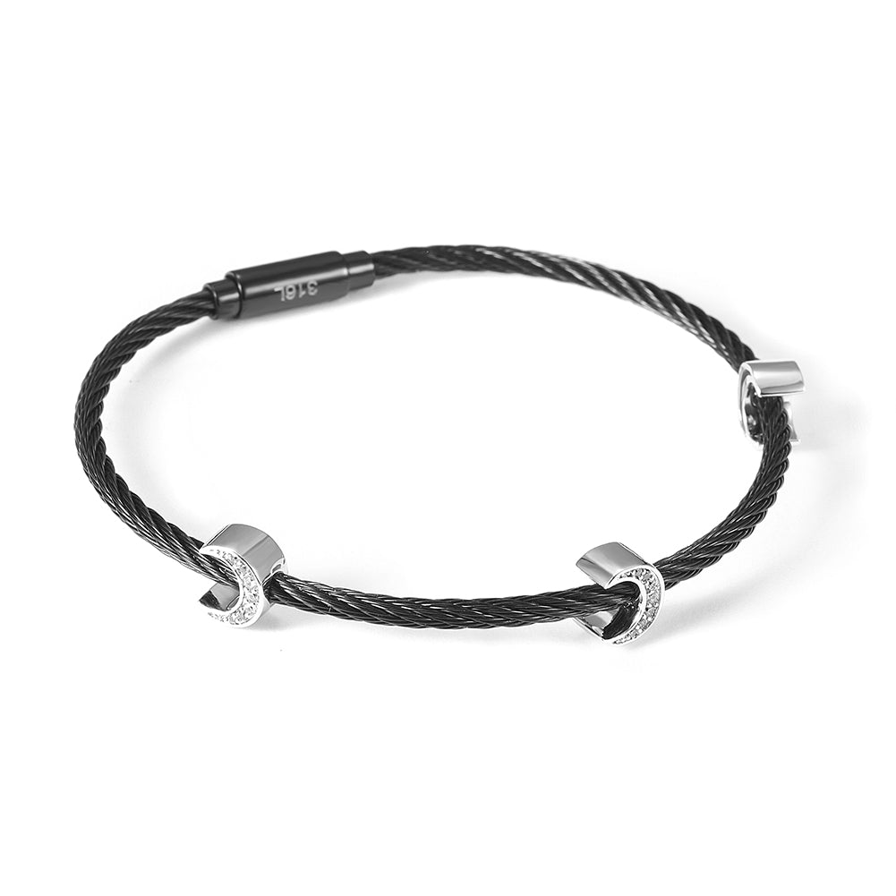 Cable C-shaped pendant bracelet-NSB1711ST