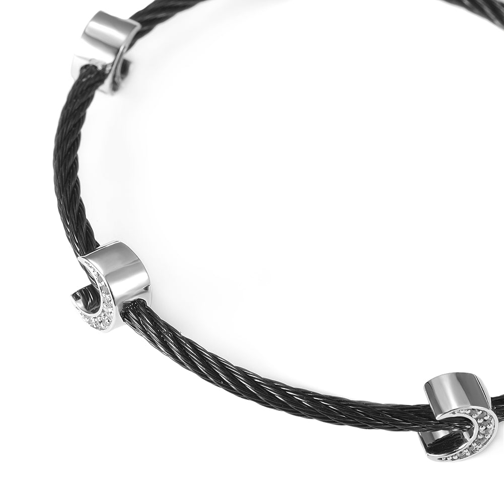Cable C-shaped pendant bracelet-NSB1711ST