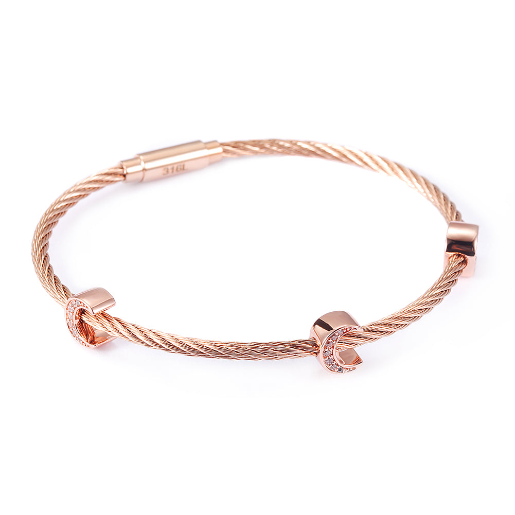 Cable C-shaped pendant bracelet-NSB1711ST