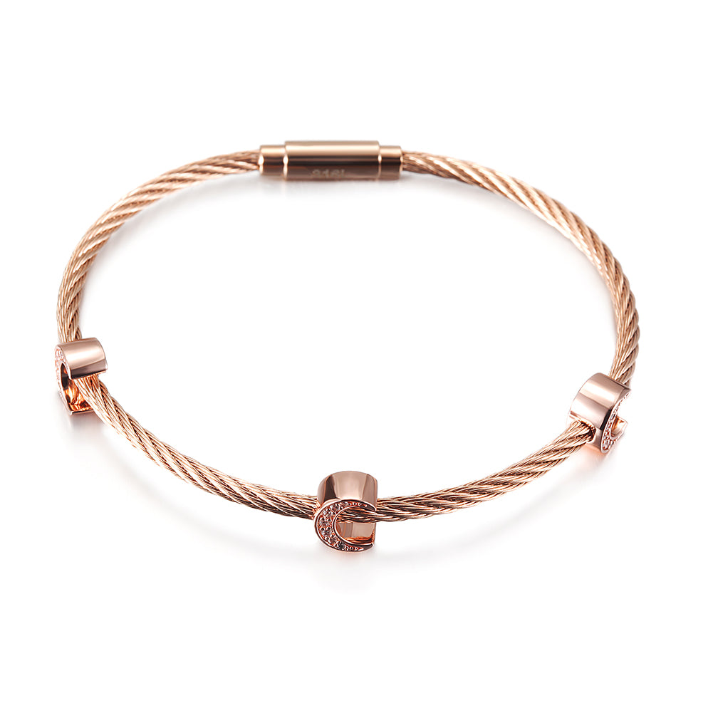 Cable C-shaped pendant bracelet-NSB1711ST