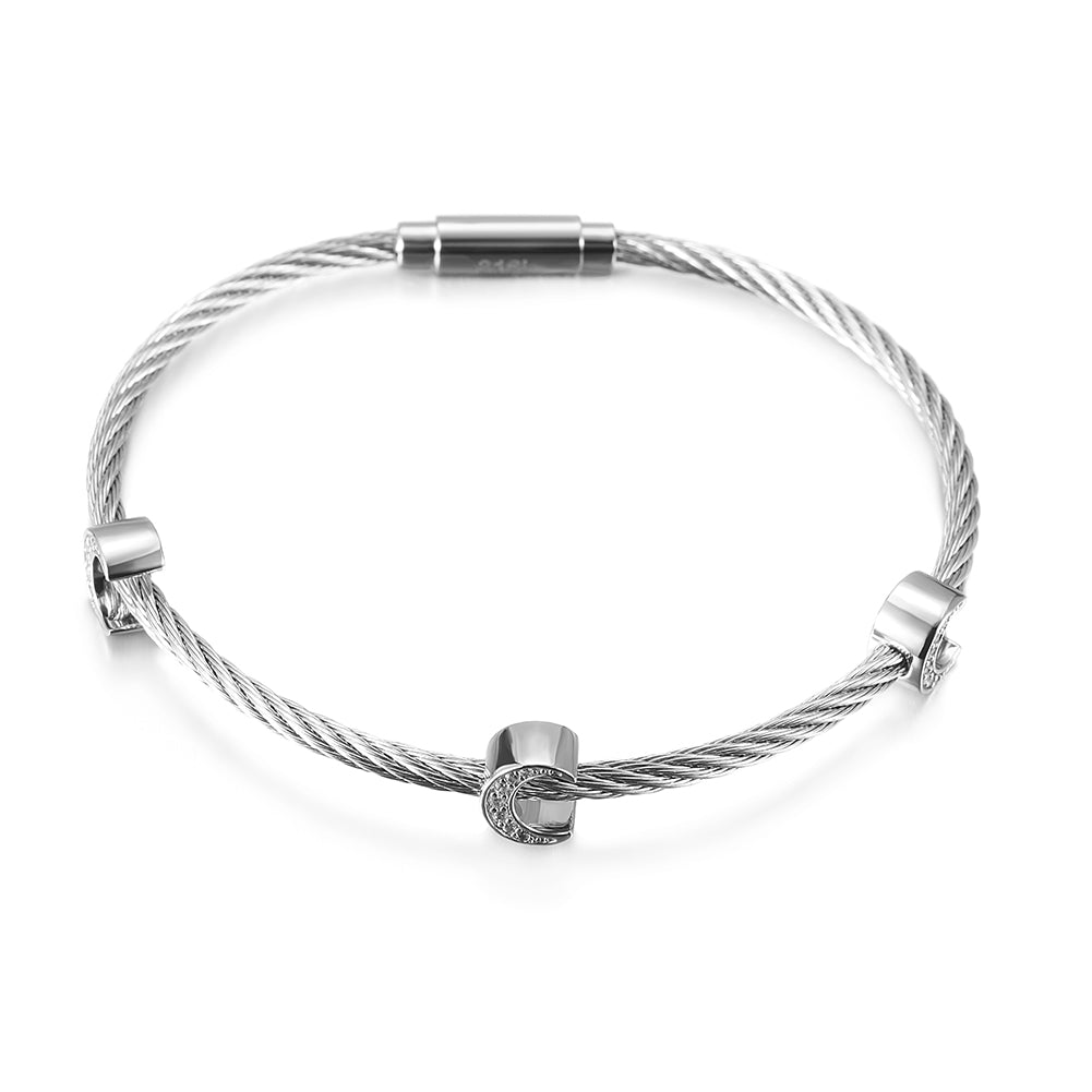 Cable C-shaped pendant bracelet-NSB1711ST