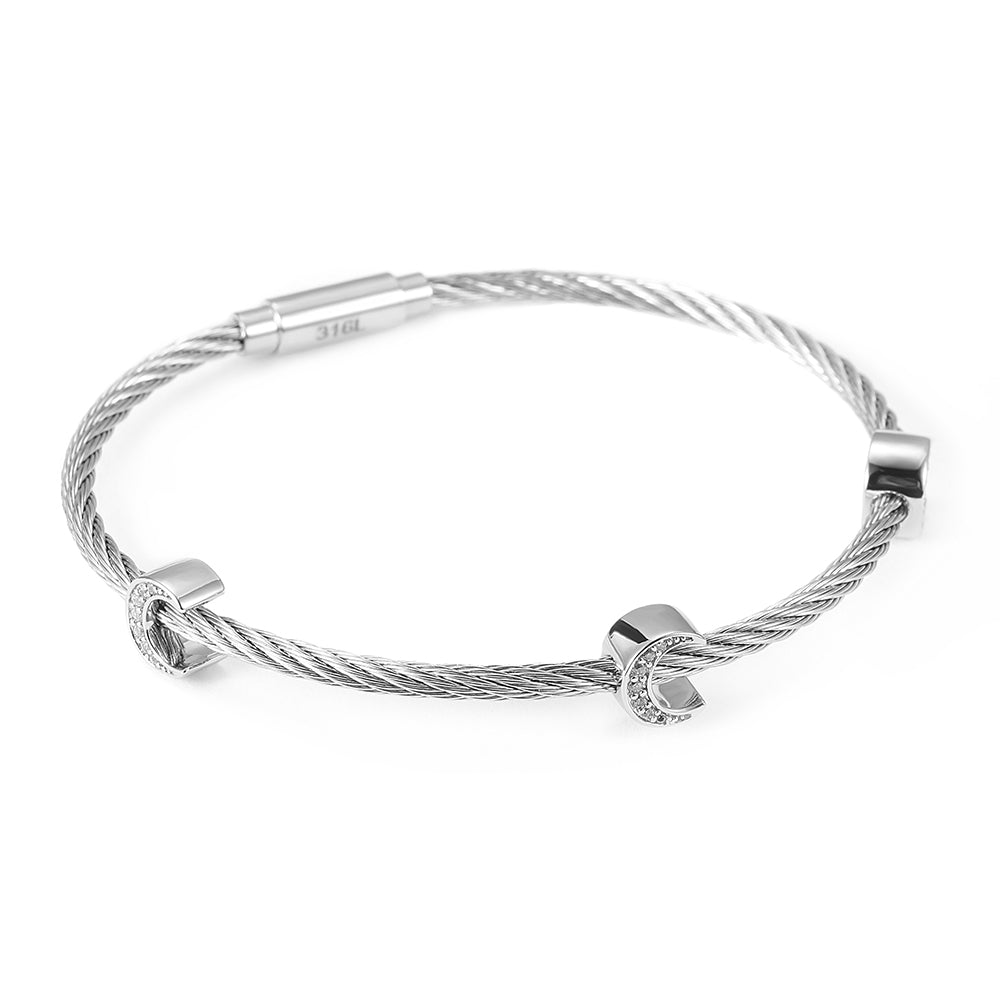 Cable C-shaped pendant bracelet-NSB1711ST
