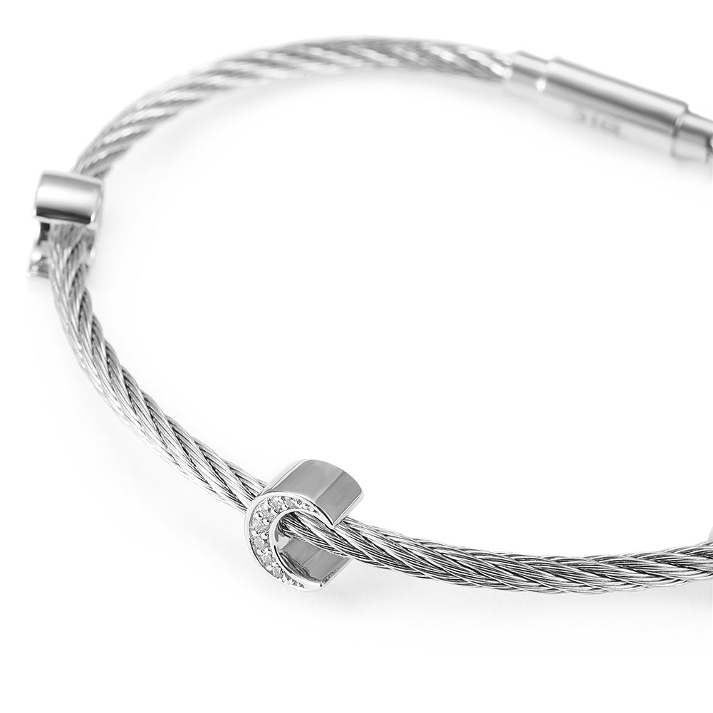 Cable C-shaped pendant bracelet-NSB1711ST