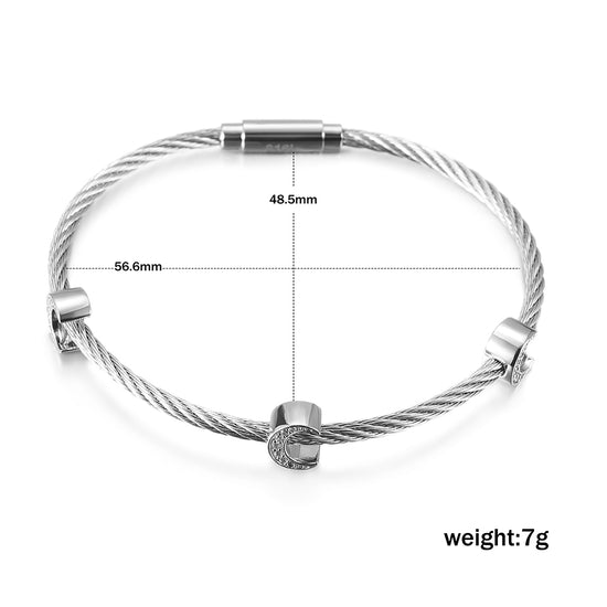 Cable C-shaped pendant bracelet-NSB1711ST